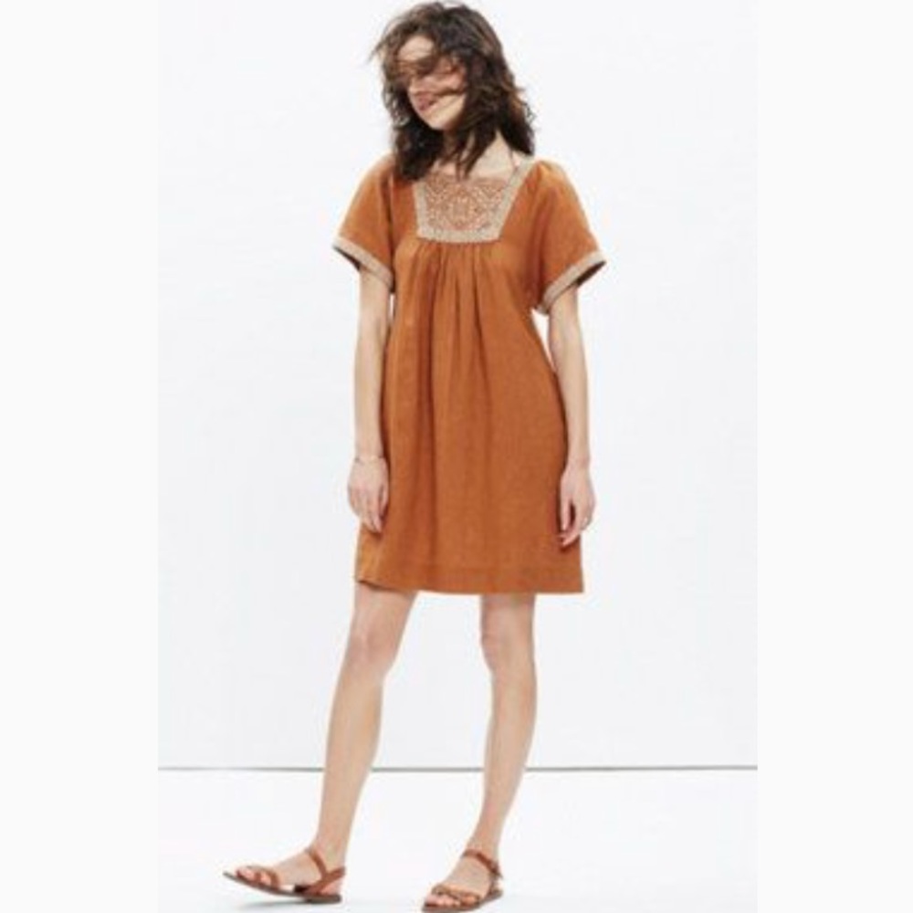 Madewell Wander Linen Dress I’m Burnt Orange